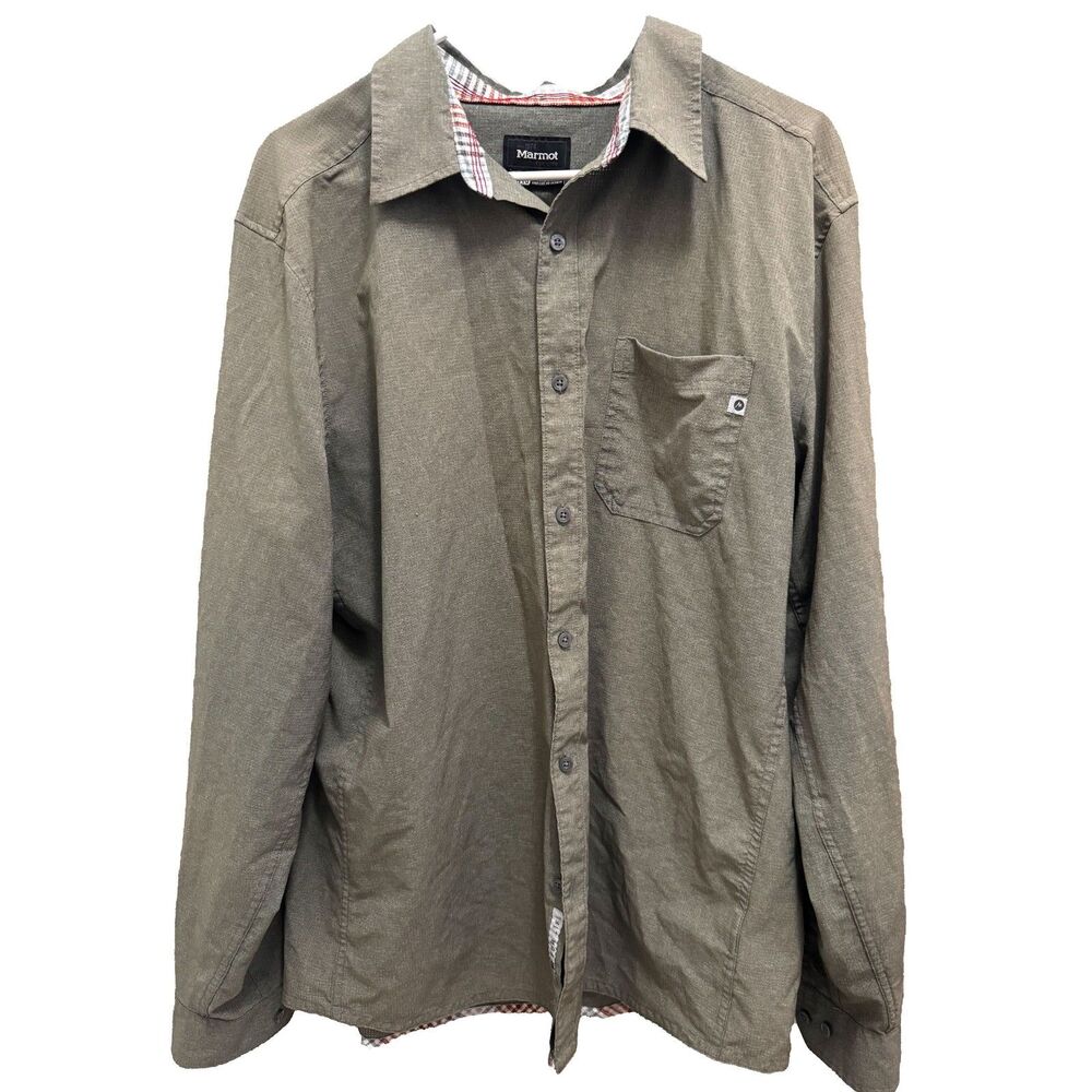 Marmot Technical Long Sleeve Button-Down Shirt Grey Hiking Outdoor Men's XL